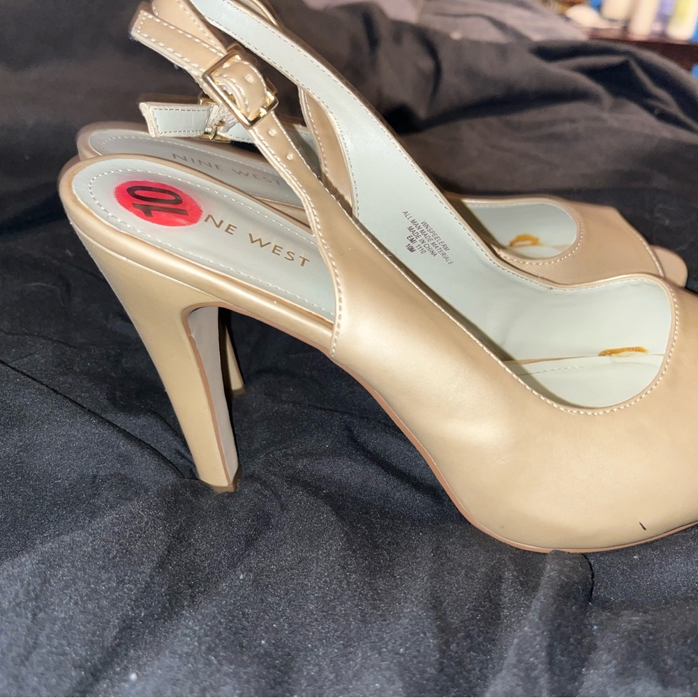 Nine West Beige Slingback Heels
